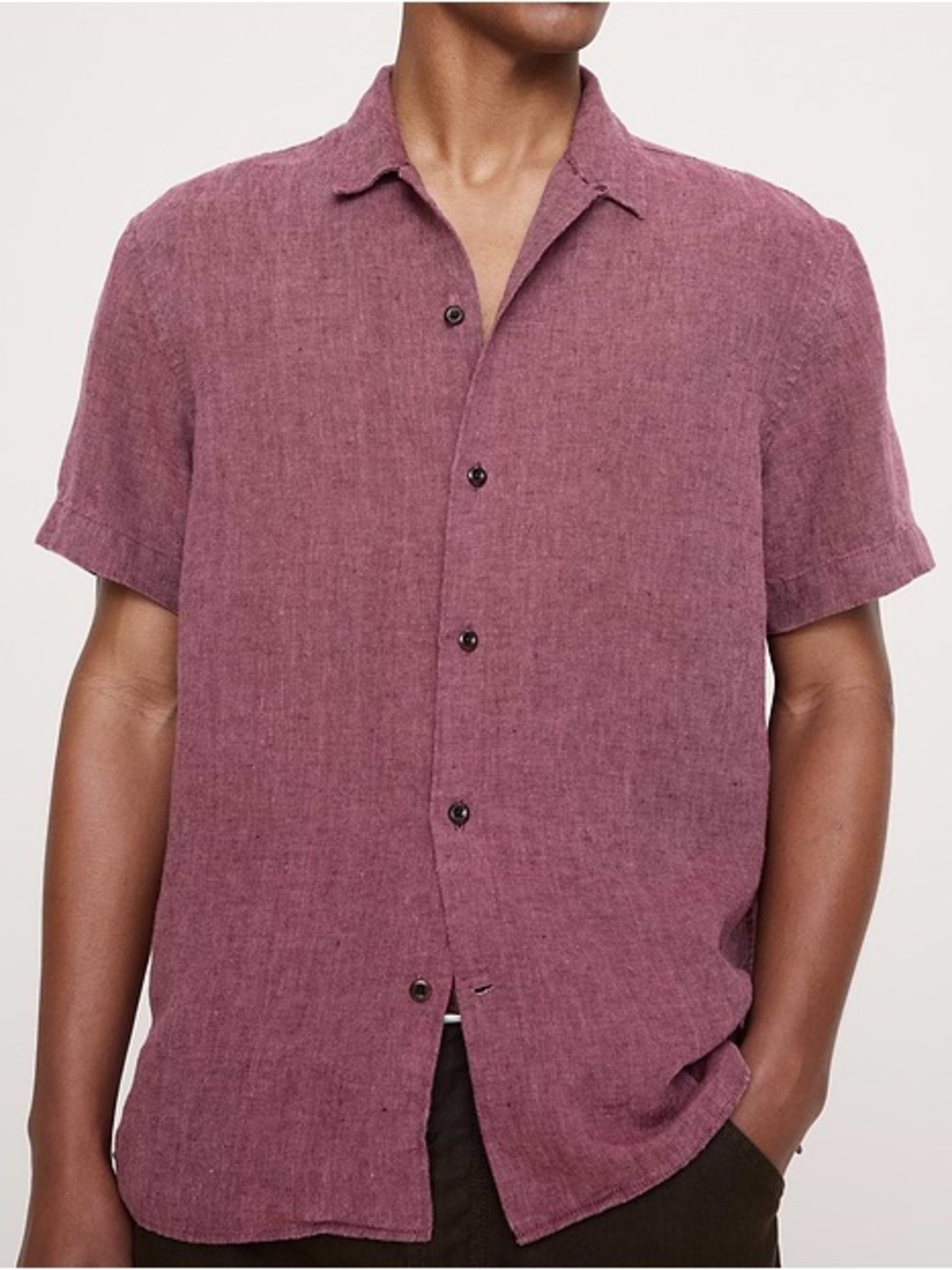 New Banana Republic Midweight Linen Resort Shirt Plum/Wine Size Large NWT